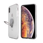 Wholesale iPhone Xs Max Ring Stand Transparent Case with Metal Plate (Clear)